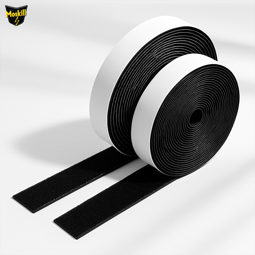 Black magnetic screen door from Ma Boutique with velcro closure, designed to keep insects out while allowing fresh air in.