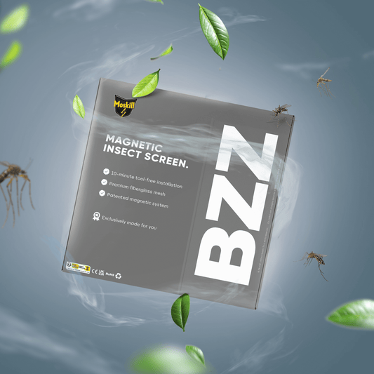 Large grey magnetic screen by MOSKILL, designed for easy installation and effective insect protection.