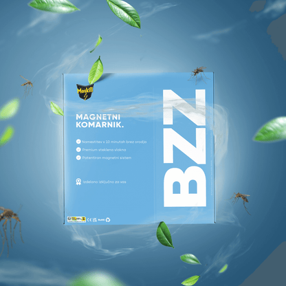 MOSKILL magnetni komarnik za okno, plava barva, učinkovita zaščita pred insekti in prahom.