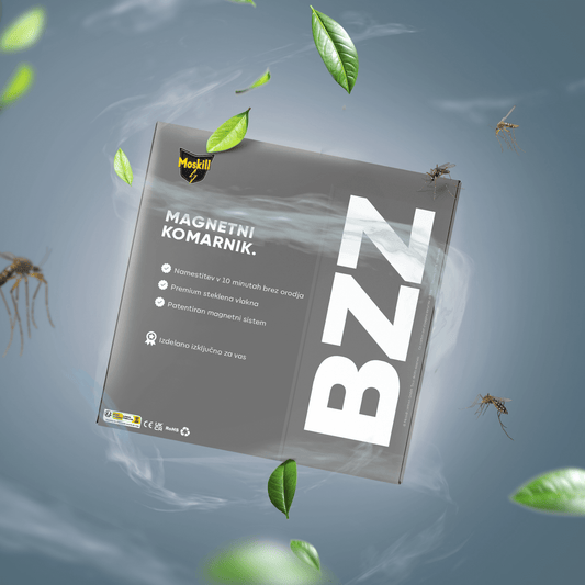 Moskill large magnetic insect screen in grey, designed to fit doors and keep bugs out while allowing fresh air in.