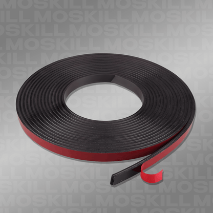 Adhesive magnetic window strip in black by MOSKILL, showcasing flexible material and strong hold for effective sealing.