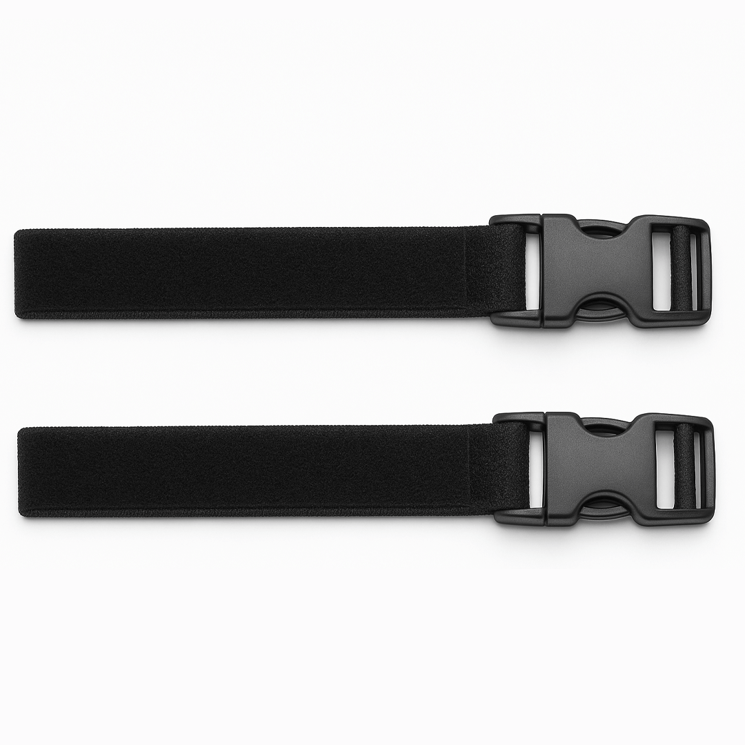 MOSKILL Velcro strap rolling clips in a kit, showcasing durable clips and adjustable straps for secure organization.