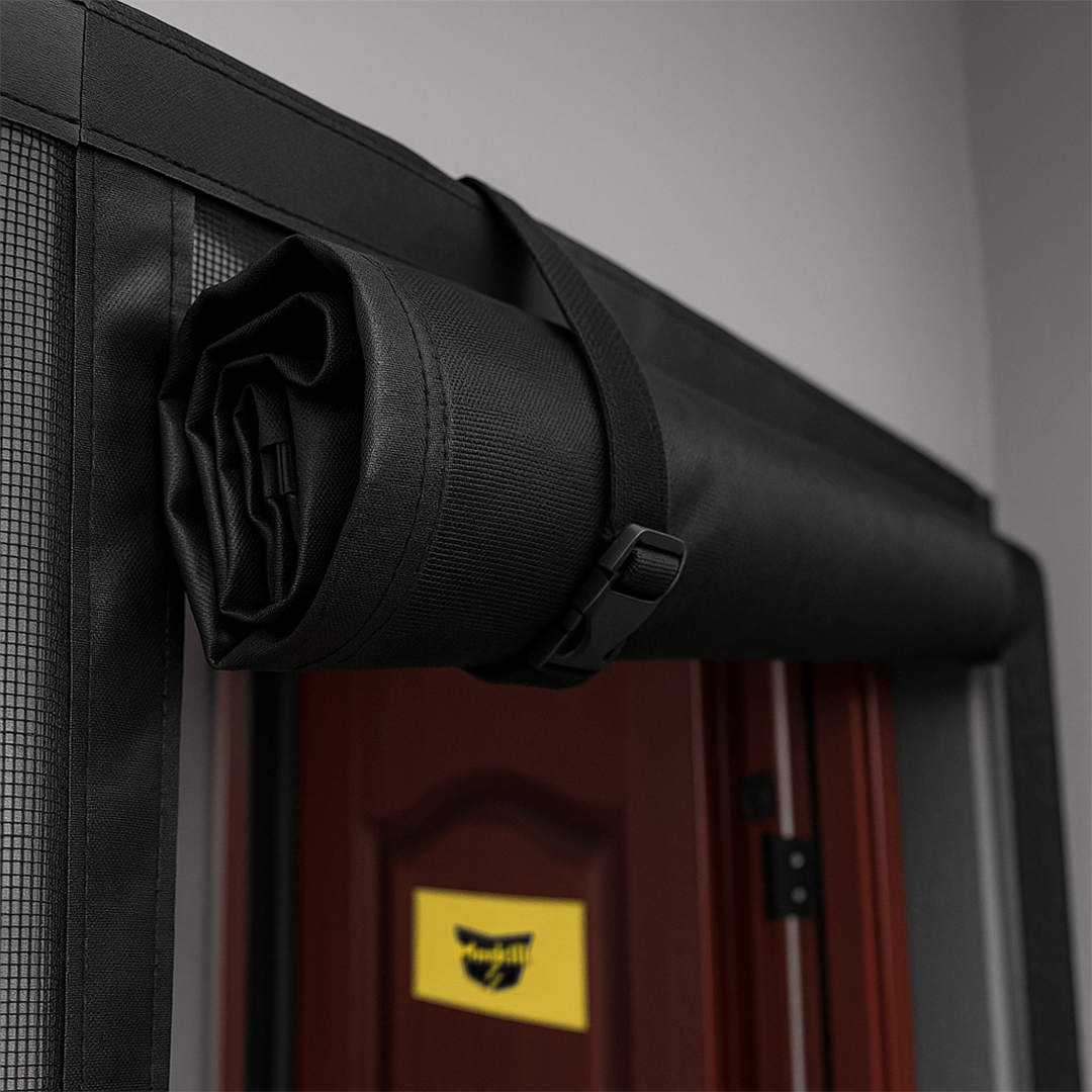 MOSKILL Velcro strap clips - two black clips for securing and organizing straps, ideal for storage and tidiness.