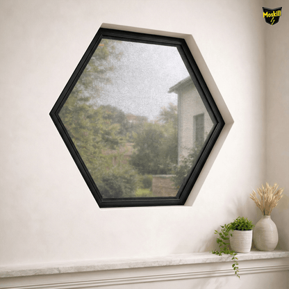 Hexagonal magnetic mosquito net by MOSKILL, showcasing a unique design for effective insect protection.