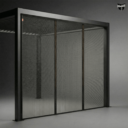 Moustiquaire magnétique GRANDE TAILLE de MOSKILL, montrant une installation sur une porte pour une protection efficace contre les insectes.