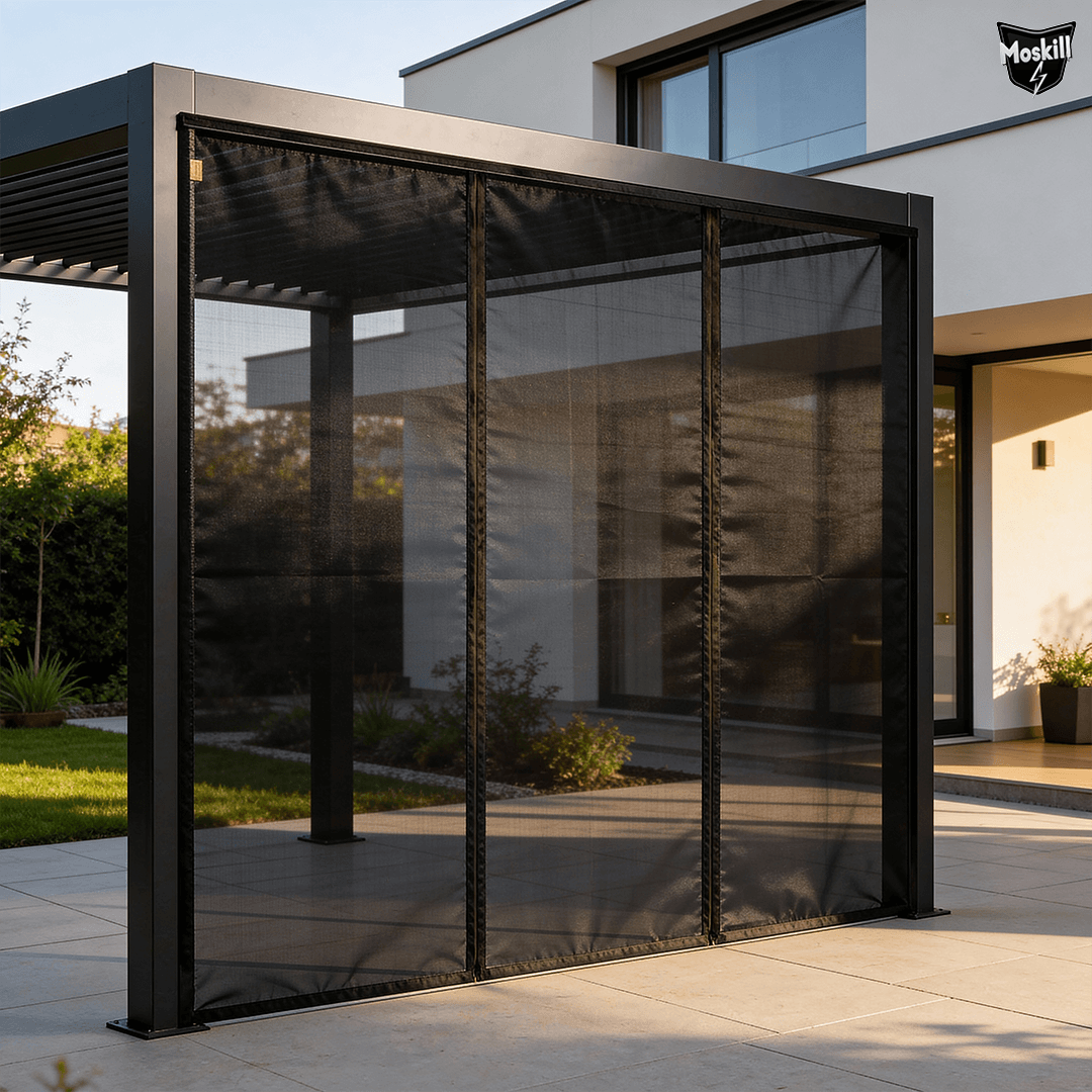 Moskill grande taille magnetic mosquito net in a doorway, showcasing its full coverage and easy installation features.